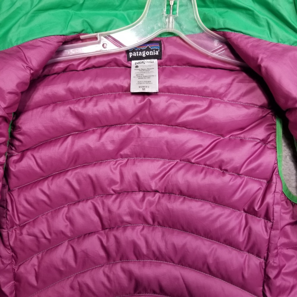 Patagonia Puffer Vest Womens Medium Green Full Zip Goose Down Lightweight Pocket - Picture 4 of 16